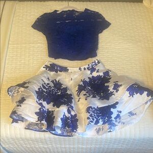 Blue Floral Two-Piece Set Prom